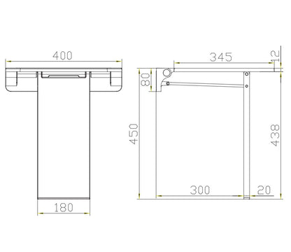 Euroshowers Wall Mounted Mobility Shower Seat with Fold Down Leg