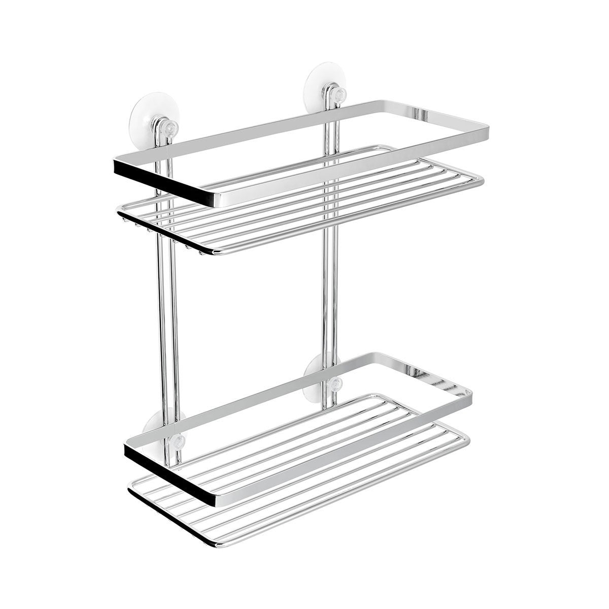 EuroShowers Stainless Steel Chrome Plated 2 Tier/Double Rectangle w/ Suction Cups