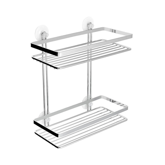 EuroShowers Stainless Steel Chrome Plated 2 Tier/Double Rectangle w/ Suction Cups